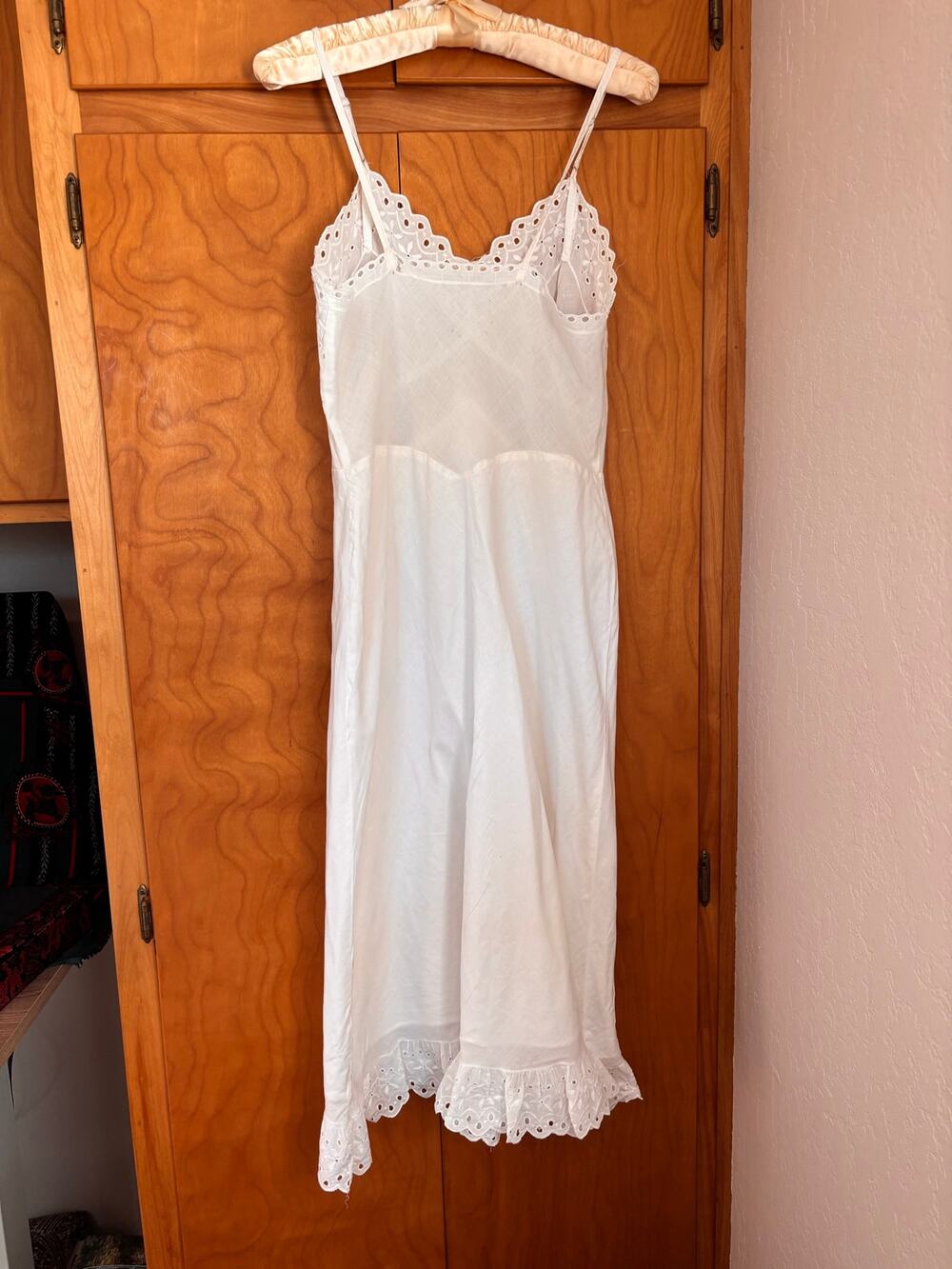 Vintage white cotton slip free with eyelet detail